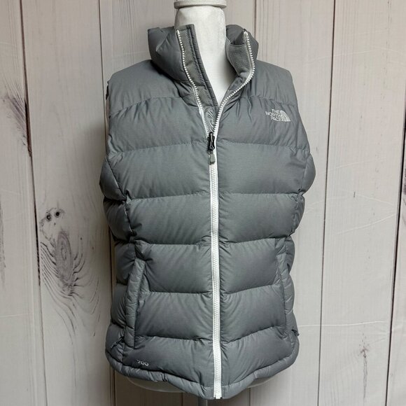 The North Face Women’s Nuptse 700 Vest Medium Gray Down Insulated EUC - Picture 1 of 14